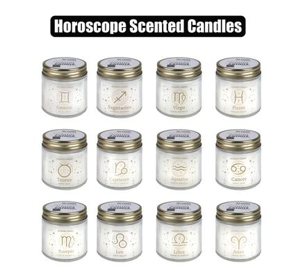 CANDLE IN GLASS METAL LID HOROSCOPE