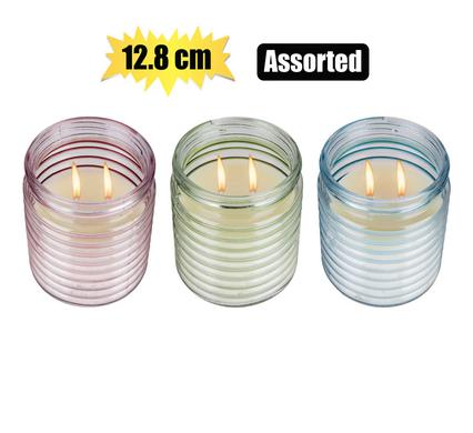 CANDLE IN GLASS 12.8cm ASST