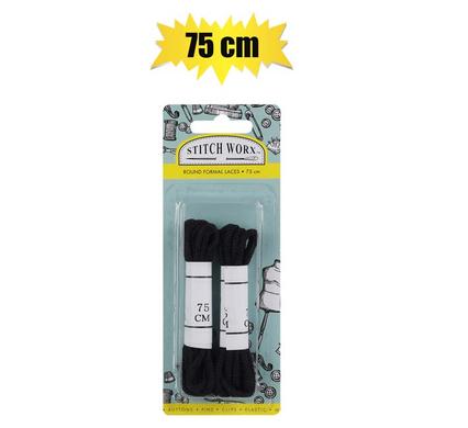HABERDASHERY SHOE LACES 75cm BLACK