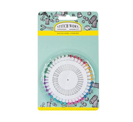 HABERDASHERY PINS WHEEL 40PC   PEARLISED