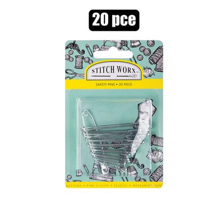 HABERDASHERY SAFETY PINS 20PC  ASSTD