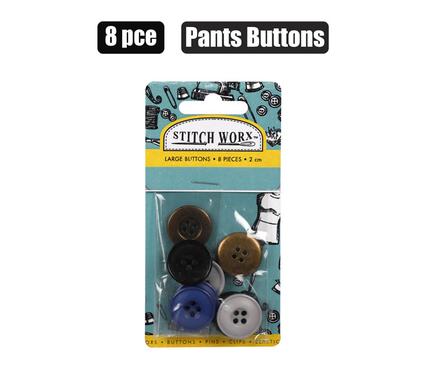 HABERDASHERY BUTTONS LARGE 8  PACK