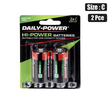 BATTERIES H/POWER SIZE:C / R14P 2PCE