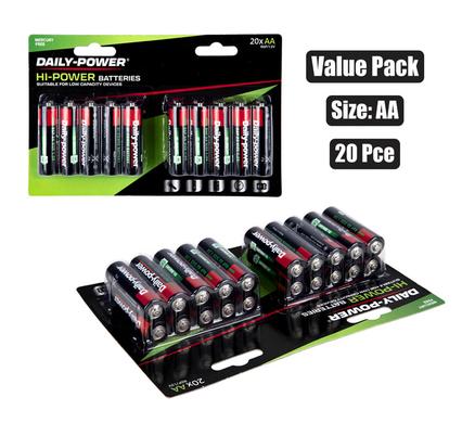 BATTERIES H/POWER SIZE:AA / R6P 20PCE