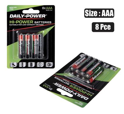 BATTERIES H/POWER SIZE:AAA / R03P 8PCE