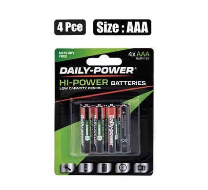 BATTERIES H/POWER SIZE:AAA / R03P 4PCE