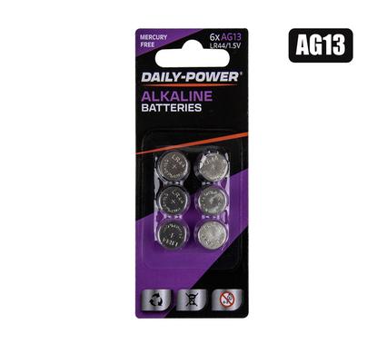 BATTERIES BUTTON AG-13 / LR44  CARD-OF-6
