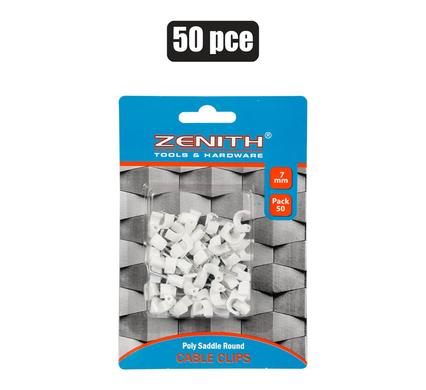 CABLE-CLIPS P/SADDLE RND 7mm 50x  ZENITH