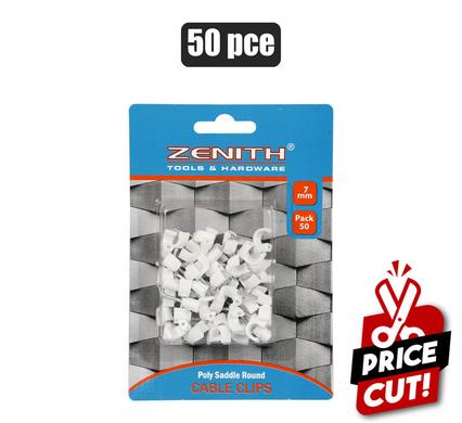 CABLE-CLIPS P/SADDLE RND 7mm 50x  ZENITH