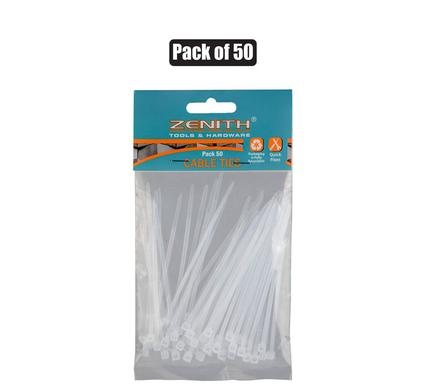 CABLE-TIES 2.5x100mm WHITE 50's   ZENITH