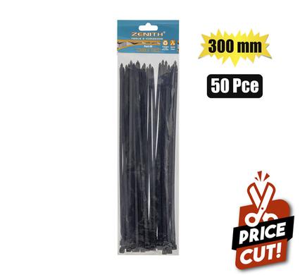 CABLE-TIES 4.8x300mm BLACK 50'S   ZENITH
