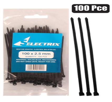 CABLE-TIES 2.5x100mm BLACK 100'S    BULK