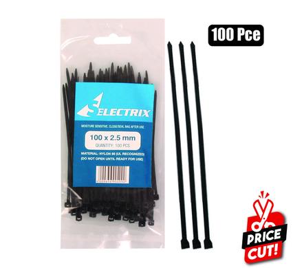 CABLE-TIES 2.5x100mm BLACK 100'S    BULK