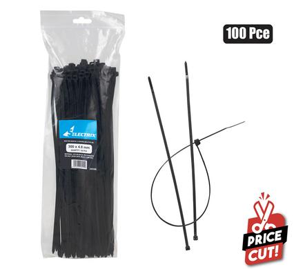 CABLE-TIES 4.8x300mm BLACK 100'S    BULK