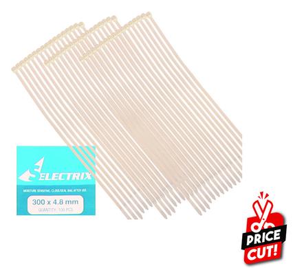 CABLE-TIES 4.8x300mm WHITE 100's    BULK