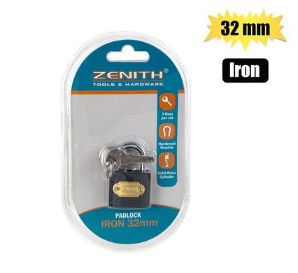 PADLOCK ZENITH IRON 32mm          CARDED