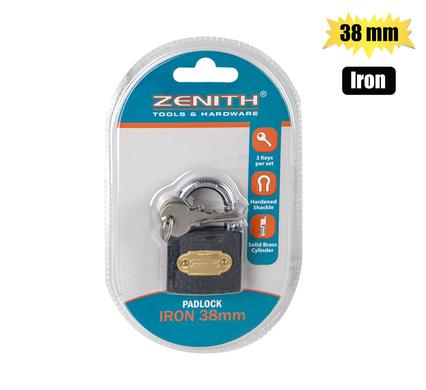 PADLOCK ZENITH IRON 38mm          CARDED
