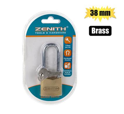 PADLOCK ZENITH BRASS 38mm LONG-SHKL  BLS
