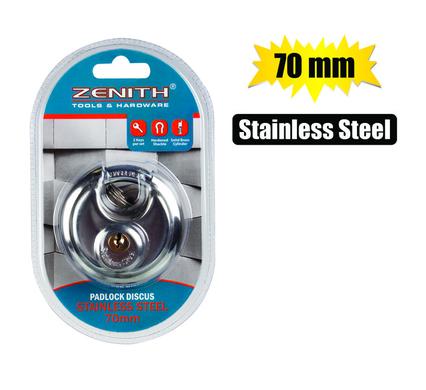PADLOCK DISCUS S/STEEL 70mm       ZENITH