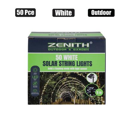 SOLAR GARDEN LIGHT STRING WHITE 50'S