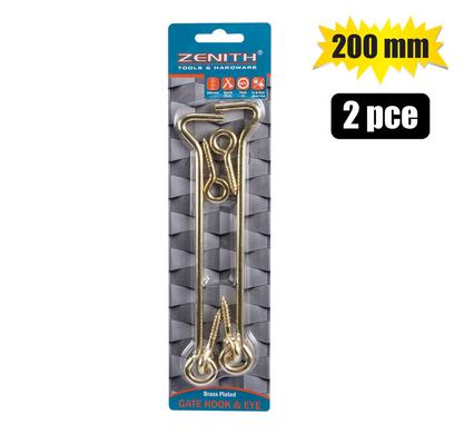 GATE-HOOK+EYE BRASSED 200mm 2PCE  ZENITH