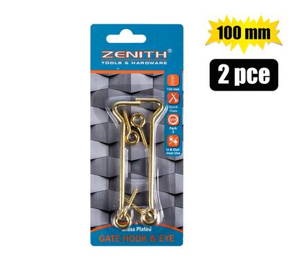 GATE-HOOK+EYE BRASSED 100mm 2PCE  ZENITH
