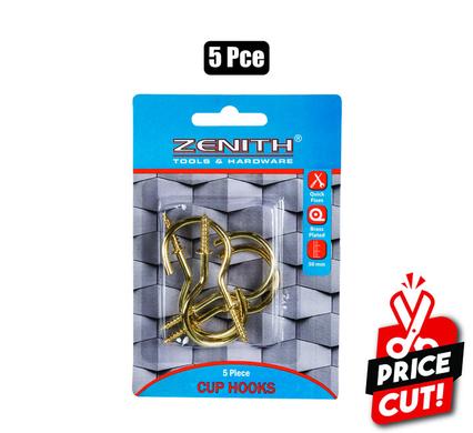 CUP-HOOKS BRASS-PL 50mm 5PCE      ZENITH