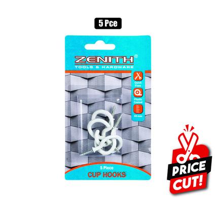 CUP-HOOKS WHITE-PL-CTD 30mm 5PCE  ZENITH