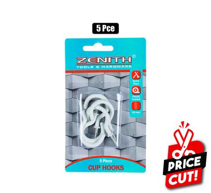 CUP-HOOKS WHITE-PL-CTD 40mm 5PCE  ZENITH