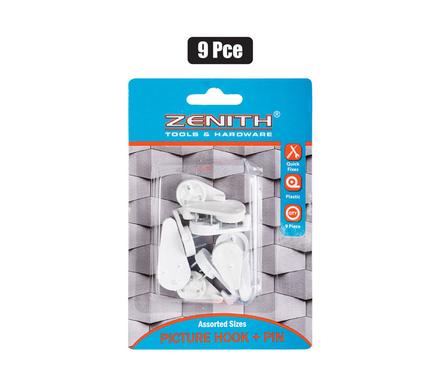 PICTURE-HOOK+PIN WHT 9PCE ASSTD   ZENITH