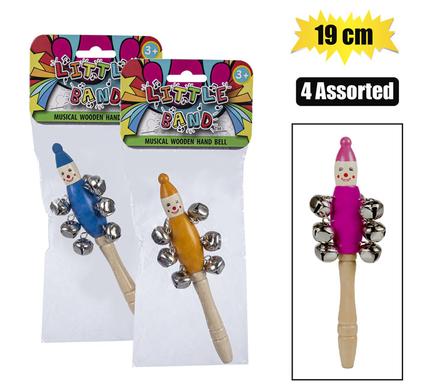 MUSICAL WOODEN BELL W/HANDLE 19cm