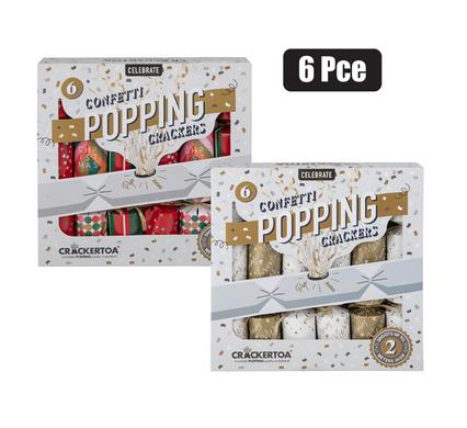 XMAS CRACKERS POPPING CONFETTI 6PC