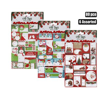 XMAS GIFT TAG STICKERS 80PC