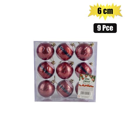XMAS BAUBLES SANTA 9pc 6cm