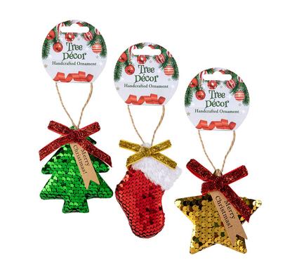 XMAS TREE DECOR HAND CRAFTED ORN ASSTD