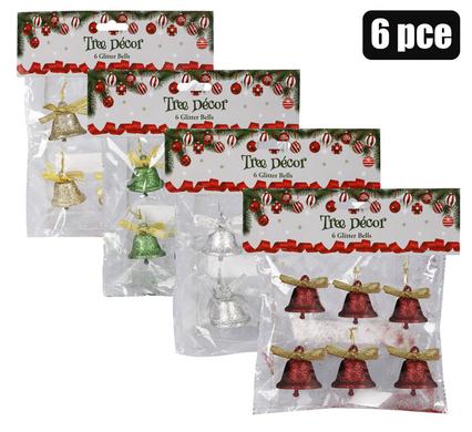 XMAS TREE DECOR BELL 6PC