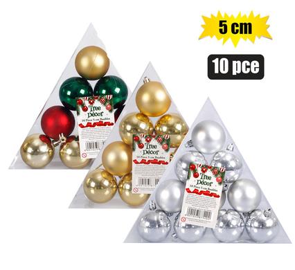 XMAS BAUBLES PYRAMID 10PC 5cm