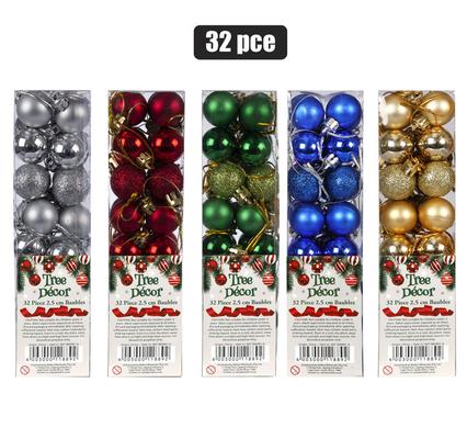 XMAS BAUBLES POLISHED 32pc 25mm