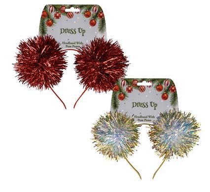 XMAS DRESS UP HEADBAND POM POM