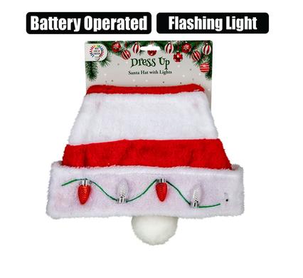 XMAS DRESS UP SANTA HAT FLASH LIGHT B/O