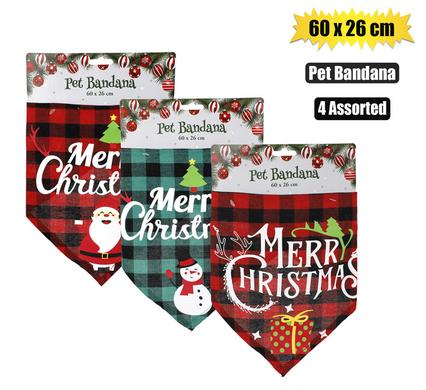 XMAS PET BANDANA ASSTD 60x26cm