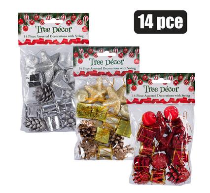 XMAS BAUBLES AND CONE SET 14PC