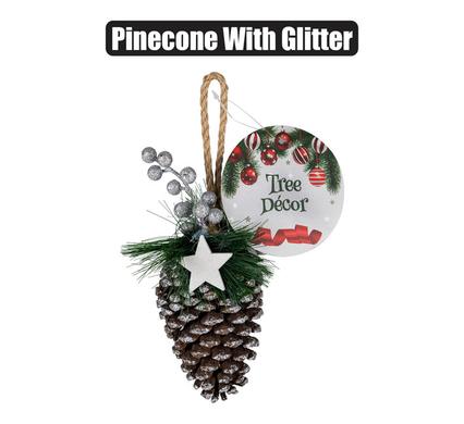 XMAS TREE DECOR PINECONE W/GLITTER