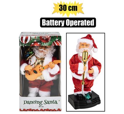 XMAS DECOR DANCING SANTA 30cm ASSTD