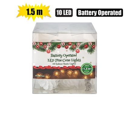 XMAS LIGHTS B/O IN 10LED PINECONE 1.5m