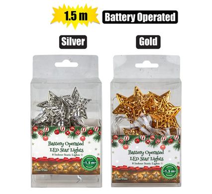XMAS LIGHTS B/O IN 8LED STAR 1.5m