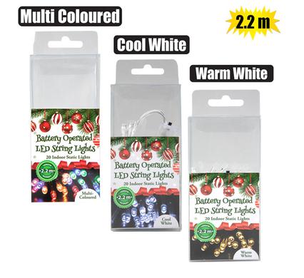 XMAS LIGHTS B/O IN 20LED 2.2m ASSTD