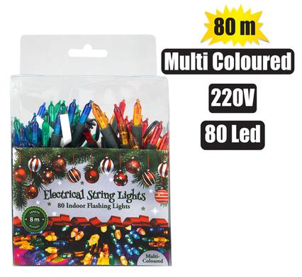 XMAS LIGHTS 220V IN 80 LED 8m MULTICOLOR