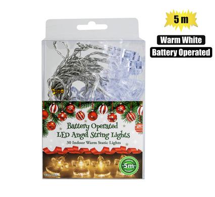 XMAS LIGHTS ANGEL B/O IN 30 LED 5m WARM