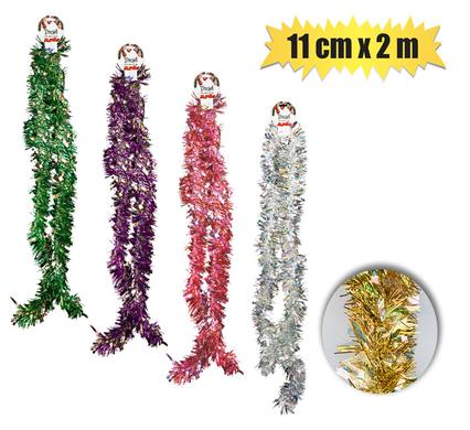 XMAS GARLAND TINSEL 10cmx2m ASSTD